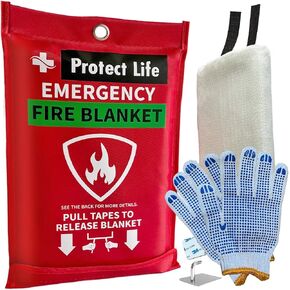 Protect Life Fire Blankets Emergency for Home & Outdoors, 40" x 40" Emergency Fire Blanket for Kitchen, Cooking & Clothing Fire Suppression Blanket, Fire Safety Blanket, Quick & Easy to Use, (1 Pack)
