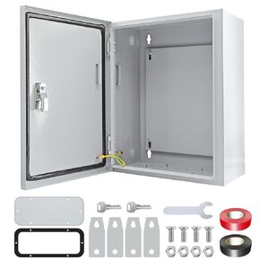 Electrical Box 16 x 12 x 8'' Steel Electrical Junction Box，NEMA 4X Steel Enclosure Box，Indoor&Outdoor Electrical Box Waterproof & Dustproof，Wall Mounted Universal，with Lock & Mounting Plate