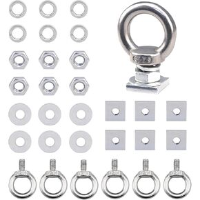 6 Sets Roof Rack T Track Bolts Kits, Contain 304 Stainless Steel Roof Rack T Bolts, M8 Eye Nuts, Track Mount Tie Down Eyelet for Kayak Ski Bike Rail Carrier