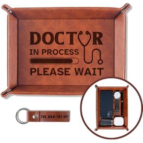 INNObeta Doctor Gifts Valet Tray for Med School Students, Doctor in Progress, Graduation Gifts for Male, Men, PU Leather Desktop Storage Organizer for Graduation, Birthday - Process