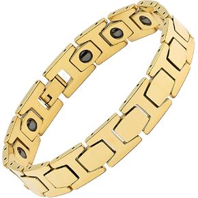 Men's Bracelet - Tungsten Steel Ultra Strength Magnetic Bracelet - Germanium Stone - 18k gold, Stylish Men's Jewelry ，Also available as Men's Tungsten Bracelet - Contemporary Style with emphasis on Men's Tungsten Bracelet