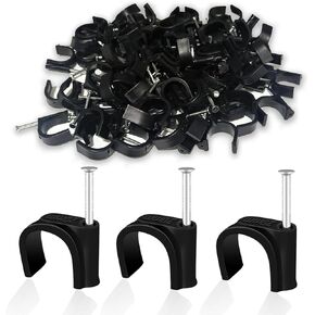 50 Pcs Pex Clamps, 1 Inch Pex Hangers Black Pex Fittings Half Clamps, J-Hook Pex Nail on Clamps for 1" OD Tubing Pipe, Pipe Support, Fixing Wire (23.5mm)