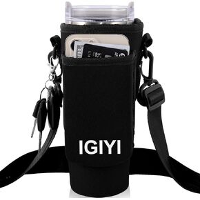 Water Bottle Carrier Bag for Stanley 40 oz Tumbler, Water Bottle Holder with Adjustable Strap & Phone Pocket, Bag Compatible with Stanley Cup Accessories
