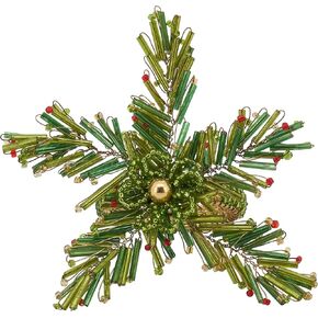 Beaded Napkin Rings With Pine Design (Set of 4)