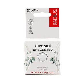 RADIUS Natural Unscented Silk Dental Floss 33 Yards Vegan & Non-Toxic Oral Care Boost & Designed to Help Fight Plaque Clear - Pack of 1