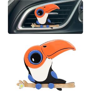Toucan Air Vent Aroma Diffuser Parrot Car Air Freshener Vent Clips Cute 3D Acrylic Cartoon Bird Refillable Essential Oil Car Scents Decoration Outlet Clips New Car Accessories
