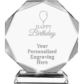 Happy Birthday Crystal Awards, 6.75" Custom Happy Birthday Gift with Engraving Included Prime