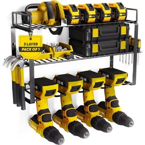 Power Tool Organizer Wall Mount- Heavy-Duty 4-Layers Tool Organizers and Storage for Garage and Workshop –Power Tool Holder, Drill Organizer & Power Tool Storage for Efficient Utility