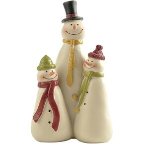 4.25" H Smiling Resin Snowman with Birds' House Figurines Decor