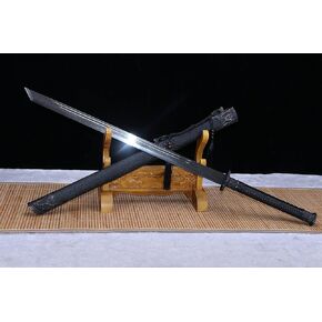 Broadsword,Black Gold dao Sword Real,Forged Damascus Blade,Alloy Fittings,Full Tang,Kung fu