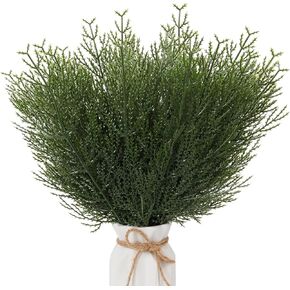 RECUTMS 30 Pcs Artificial Plants Stems Faux Boston Ferns Greenery Stem Plastic Pine Branches for DIY Garlands Decor Home Outdoor Porch Garden (Green)