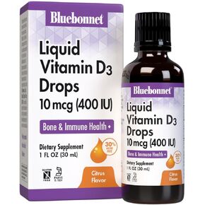 BlueBonnet Liquid Vitamin D3 Drops 400 IU, Citrus, 1 Fl Oz