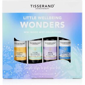 مجموعة Tisserand Roll-On Wellbeing - الزيوت العطرية، زيت الموزع - زيوت طبيعية نقية 100%، نباتية، ولم يتم الإساءة إلى الحيوانات لتصنيعها - مجموعة هدايا 4 × 0.34 أونصة