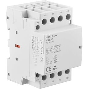Household AC Contactor HSR1-63 4 Pole Four Normally Closed 220V/240V Coil Voltage 35mm DIN Rail Mount