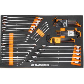GEARWRENCH 59 Piece 6 Point Combination Wrench and Hex Key Set in Foam Storage Tray - GWMSCWS6SAEMM