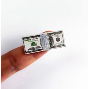 EatingBiting 150 Pieces 1:12 Miniature Scene Model Mini Dollar Bills Ornament Set Scale 1/12 Miniature Scene Dollars Fake Bills for Mini House Scene Model Craft Supply Double Sided Printed 100 Dolla