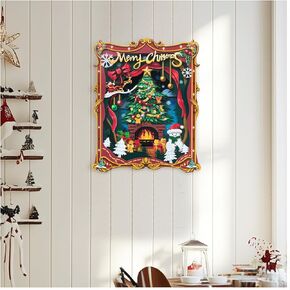 Endless Limit Christmas Wall Decorations - 3D Christmas Decor Framed for Wall Hanging and Table Festive Aesthetic Wall Art for House Living Room Bedroom Dining Room Stacking Carving Panels (9"x10")