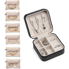 Travel Jewelry Case with 6 Pcs Jewelry Storage Clear Velvet Pouch