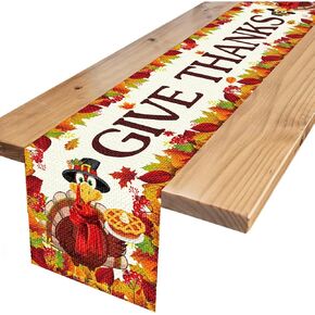 مفرش طاولة عيد الشكر، مفرش طاولة مستطيل الشكل لعيد الشكر لعيد الشكر لمستلزمات تزيين حفلات عيد الشكر، مقاس 72 × 13 بوصة in Kuwait