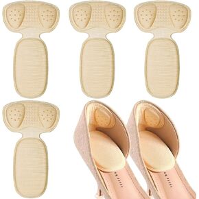 Heel Cushion Pads for Heel Pain Relief(2 Pairs),Mesh Adhesive Heel Grips Inserts for Loose Shoe Too Big,Reusable Heel Liner Protector for Women Men Anti Blister (Black+Off-White)
