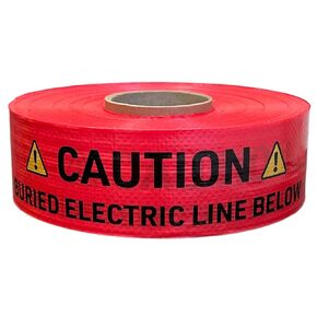 3" x 1000' Non Detectable Underground Marking Tape for Buried Utility Construction - Red - Caution Buried Electric Line Below