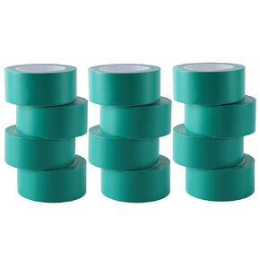 Lichamp 12 Piece Green Vinyl Safety Tape 2 inch, Heavy Duty 6 Mil Thick PVC Tape Bulk Multi Pack, 2 inch x 36 Yards x 12 Rolls (432 Total Yards)