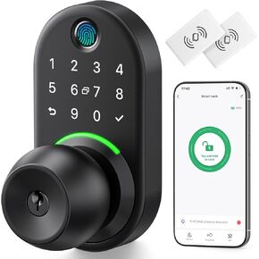 Keypad Smart Door Lock with Knob,Yamiry Keyless Entry Door Lock with Handle,Fingerprint Door Knob for Front Door, Electronic Code Smart Lock,Digital Lock for Entry Doors,Auto Lock