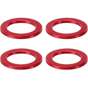 PATIKIL M12 Aluminum Spacer, 4Pcs Metal Spacers Aluminum 12.2mm ID x 18mm OD x 1.5mm L Aluminum Spacer Screw Standoff Round for 1/2in or M12 Screw Bolt, Red