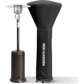 Nuu Garden Outdoor Propane Patio Heater, 48,000 BTU Pyramid Outdoor Heater with Wheels, Hammered Bronze Tower Propane Heater with Quartz Glass Tube for Garden, Terrace, Black