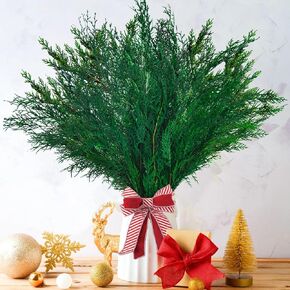 Oning 4.5OZ Preserved Real Pine Christmas Greenery Stem Branches -17'' Natural Norfolk Plants Twigs Stems Pine Needles Evergreen for Garland Wreath Wedding Home Party Decor Indoor Outdoor Decoration