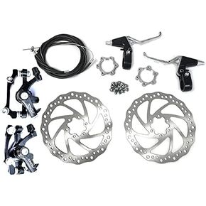WIROJ Front and Back Disk Brake Kit - 160mm for 80cc Gas Motorized Bicycle - Freewheel Threaded Hubs Hole Distance of 48mm (Yinxing)