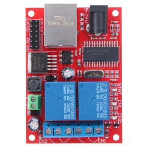 2 Way Relay Board, Dc5V24V LAN Ethernet Controller Module LAN Ethernet 2 Way Relay Board Delay Switch for Replacement of Web Server Electronic Kit Circuit Board