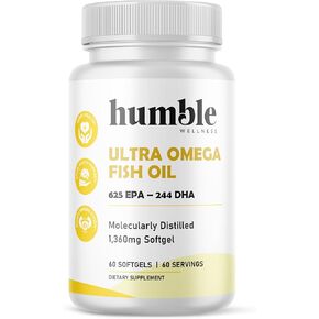 Humble Ultra Omega - High Strength Fish Oil Supplement | Double Concentration DHA & EPA