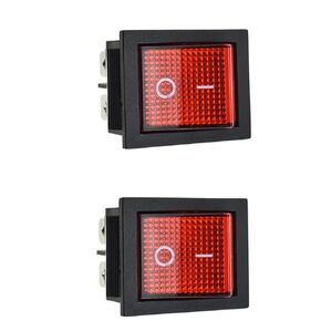 KCD4-201N AC Rocker Switch 250V 30A 4 Pins 2 Position with Red LED Indicate Light Positive Tactile Feedback Prevent Misoperation Toggle Switches for Belt Sander Bench Grinder Generator