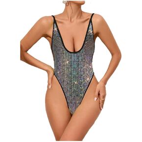 Women's Sexy V Neck Open Back One Piece Swimsuits Bikini