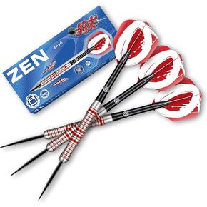Shot! Darts Steel Tip, Zen Enso (23g/ 24g/ 25g), 80% Tungsten Barrels, Center Balanced with Open Ring Grip, Handcrafted Professional Dart Set and Flights Made in New Zealand, Metal Tip Bar Darts