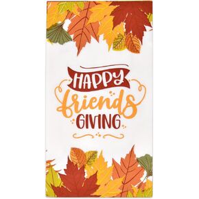 Gift Boutique 100 Happy Friends Giving Fall Guest Napkins Disposable Harvest Leaves Hand Paper Towels for Autumn Thanksgiving Decorative Dinner Fingertip Guest Home Kitchen Bathroom Towels