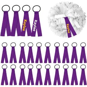 24 Pieces Cheerleader Pom Poms Tags Black Cheerleading Name Tags Ribbons Personalized Cheer Pom Tags Travel Suitcases Labels for Backpack Bags Keychains