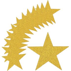 MECCANIXITY 36Pcs Iridescent Silver Stars Cutouts Double Printed Paper Stars Decoration Cardboard Star for Classroom Wall Party Movie Night Party Supplies, 6 Inch
