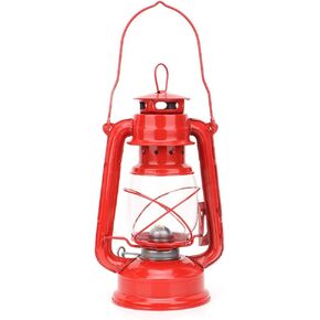 25cm/9.84in Oil Lamp Glass Iron Classic Retro Style Historical Cultural Atmosphere Kerosene Lamp Birthday Gift Party Hurricane Lantern Lamp(Red)