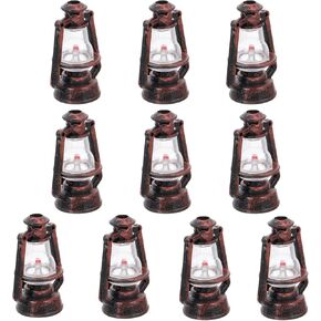 DOITOOL 10PCS Miniature Kerosene Lamp Mini Vintage Oil Lantern Miniature Lantern Hanging Kerosene Lanterns, Black