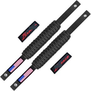 For Bronco Roll Bar Grab Handles, 2 Pack Paracord Grip Handle for Ford Bronco 2021 2022, Grab Handles Paracord with America Flag Bronco Logo for Ford Bronco 2 4 Door Interior Accessories, Black
