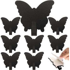 8 Pack Adhesive Hooks,Cute Butterfly Sticky Hooks,Wall Decoration Hooks,Strong Stainless Steel Hooks to Organize Kitchen Office Bathroom Items, Key Hooks, Hat Hooks (Purple)