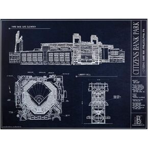 Citizens Bank Park Blueprint Style Print