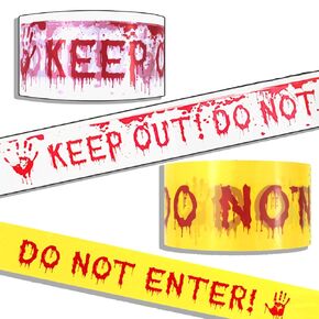 2 PCS Halloween Tape 1.9 in * 82 Ft Halloween Decor Warning Tape Haunted House Decoration Haunted Do Not Enter Tape Roll Keep Out Tape (Yellow, White)