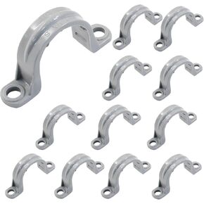 Murtenze 1-1/2 Inch PVC Pipe Straps, 2 Holes Plastic Conduit Pipe Clamps Pipe Supports for PVC Pipes, Conduit and Cables, 12 Pack