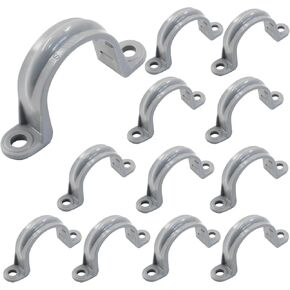 Murtenze 1-1/2 Inch PVC Pipe Straps, 2 Holes Plastic Conduit Pipe Clamps Pipe Supports for PVC Pipes, Conduit and Cables, 12 Pack