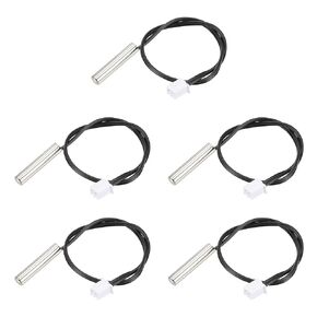 uxcell 5pcs 20K Temperature Sensor Probe, Stainless Steel NTC Thermal Sensor Probe 50cm Digital Thermometer Extension Cable