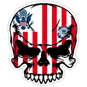 USA Coast Guard stripes SKULL sticker decal 4" x 5"