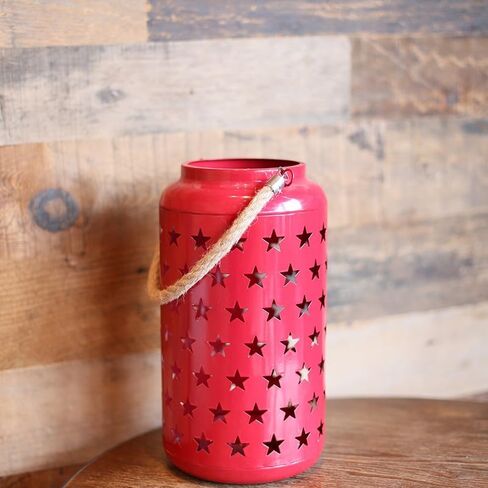 Red Star Metal Lantern Decoration Christmas Lantern for Home and Indoor Outdoor Party Decoration. in Saudi Arabia